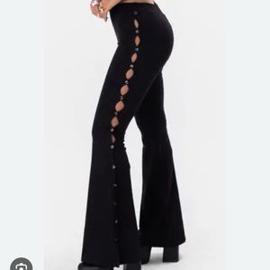 Adika Black Flare Pants with Side Cutouts